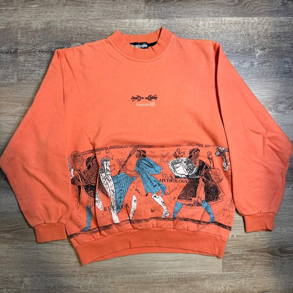 Reebok Other - Vintage Reebok Mythology Graphic Crewneck Sweatshirt Orange Mens Small 90s Rare
